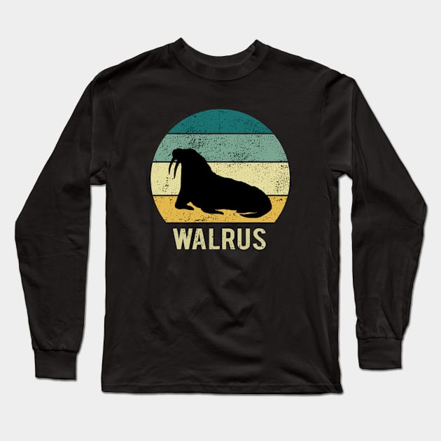 Walrus At Sunset A Gift For Walrus Lovers Long Sleeve T-Shirt by MerchAndrey